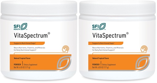 [BRSRGFIFCMNB6AAV] SFI Health Klaire Labs VitaSpectrum Powder - Children's Multivitamin/Mineral with 23 Essential Nutrients, Tropical Flavor for Kids, No Copper, Iron, Gluten or Casein (171 G / 30 Servings) (Pack of 2)
