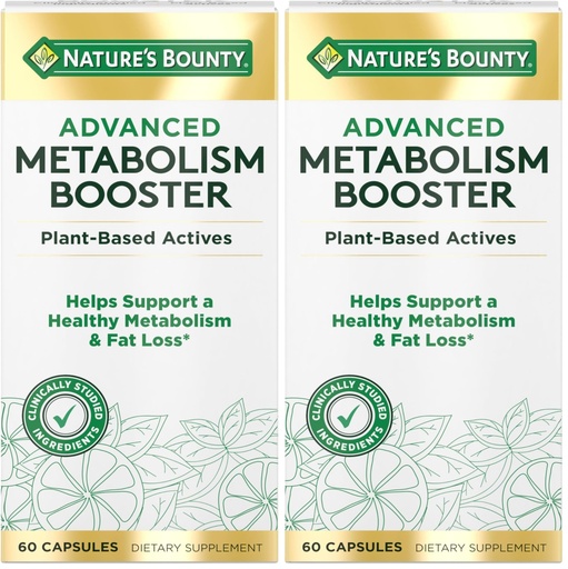 [BRSREBD5DIJWO3DJ] Nature's Bounty Advanced Metabolism Booster, Helps Support Healthy Metabolism & Fat Loss, 60 Capsules (Pack of 2)