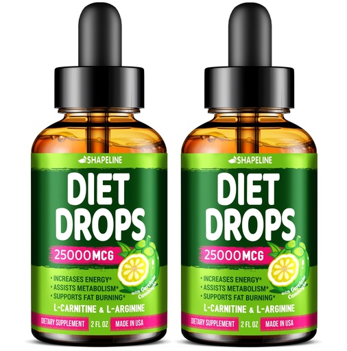 [BRSROFL3PIGRU23L] Appetite Suppressant Diet Drops 2 Pack – Liquid Fat Burner with L-Carnitine & Green Tea – Metabolism Booster for Weight Loss – Fast Absorption Supplement with Garcinia Cambogia – 2 x 2 Fl Oz