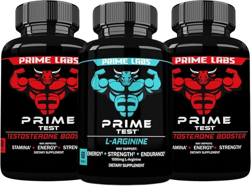 [BRSRAZ35CN5GKFDO] Prime Labs Prime Test (2 pakkaus) + L Arginiinityppioksidi (60 kreivi)
