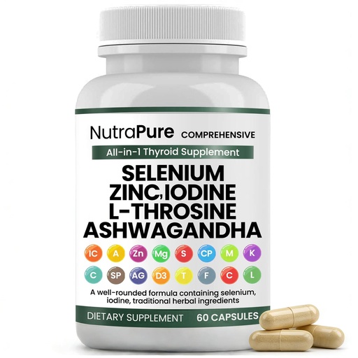 [BRSRGGIHOYHQY33Z] Thyroid Support - Thyroid Support for Women & Men | Selenium, Iodine, L Tyrosine, Ashwagandha, Bladderwrack, Turmeric, Kelp, Schisandra, Zinc - 60 Capsules (1 Bottle)