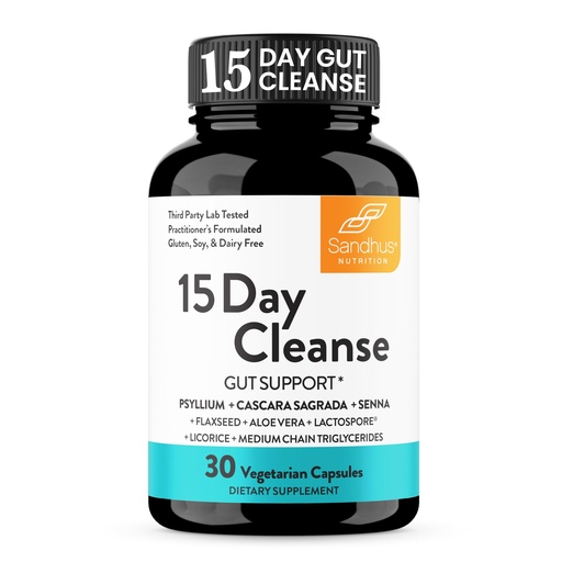 [BRSROAIHB4GWCE3L] Sandhu's 15 Day Gut Cleanse Colon Detox for Women & Men| Supports Colon Cleansing & Digestive Health| Senna, Cascara Sagrada, Psyllium Husk & Probiotics| 30 Capsules Dietary Supplement,15 Days Supply