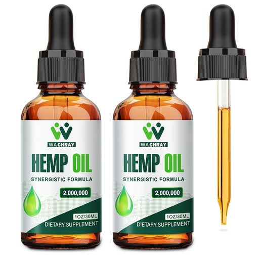 [BRSRGA32BEHGCAD3] Hemp Oil Drops (2 Pack) High Potency - 2,000,000 Maximum Strength Organic Hemp Tincture for Pain Relief, Sleep, Skin - with C02 Extraction, Vegan, Non-GMO
