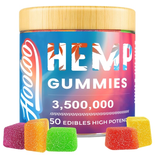 [BRSREZ32CF5W2AD6] HOOLOO Hemp Gummies for Adults, 6 Fruity Flavors for Deep Bedtime, Relax, Hemp Gummy Infused Vitamins and Omega 3, Made in USA