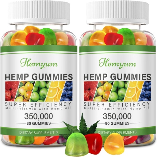 [BRSRGAD4PIMBQGTX] Hemp Gummies 2 Packs - for Sleep, Pain, Anxiety Relief - Extra Strength High Potency Pure Organic Supplement - with Natural Hemp Oil Extract Edible Gummy Vegan, Non-GMO