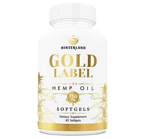 [BRSWGFIDDMDWKYA4] Hinterland Gold Label Hemp Oil Softgels, 25mg Capsules for Wellness, Organic USA Grown Hemp, 30 Count