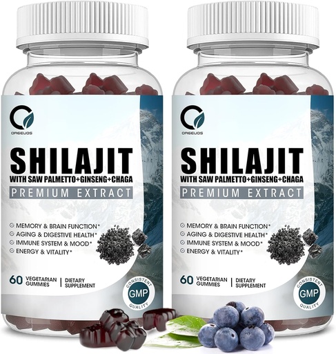 [BRSRAFQ6CMBA42TZ] Himalayan Shilajit Gummies with 85+ Trace Minerals & Fulvic Acid for Energy, Immune, Cognitive Support High Potency Pure Natural Shilajit Supplement for Men & Women 60 Gummies (2 Packs)