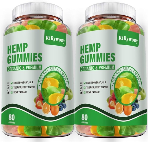 [BRSRGBQFBUCAAHLA] 2 Packs Hemp Gummies for Sleep, Pain, Anxiety Relaxation and Peace, High Potency Edible Gummies Extra Strength Organic Hemp Oil Extract Vegan Bear Gummy - 160 Counts Candy
