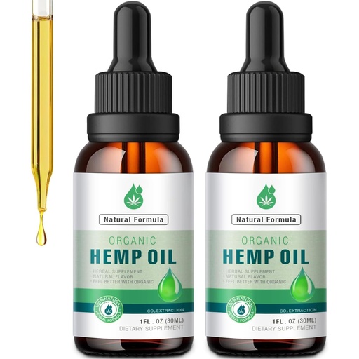 [BRSRGHYODEDQEDLD] 2 Pack Hemp Oil Organic Premium for Pain Relief, Skin, Anxiety - 2,800,000 Maximum Strength - 100% Natural Hemp Drops Tincture - Hemp Oils with Vegan, Non-GMO Grown