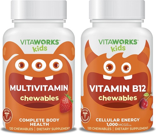 [BRSROEL7CV7AIETH] Anak-anak Multivitamin Chewables + Vitamin B12 Chewables Bundle