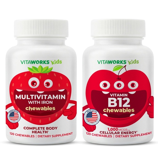 [BRSROEL7CV7AIETH] VitaWorks Kids Multivitamin Chewables + Vitamin B12 Chewables Bundle