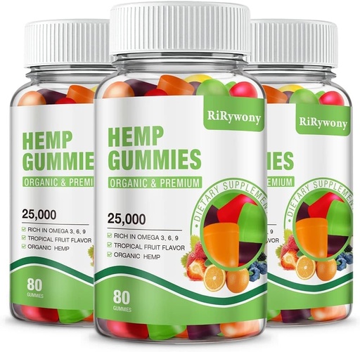 [BRSREAQPPN5A2G3H] Hemp Gummies for Sleep, Pain, Anxiety 3 Packs, High Potency Edible Gummies Extra Strength Organic Hemp Oil Extract Vegan Bear Gummy - 240 Counts Candy