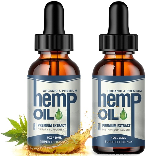 [BRSRGYI5CAPBM3LA] (2 Pack) Hemp Oil Organic High Potency - Relieve Good Mood - Hemp Oils Tincture - Natural Hemp Drops for Pain Relief, Sleep, Skin, Vegan, Non-GMO