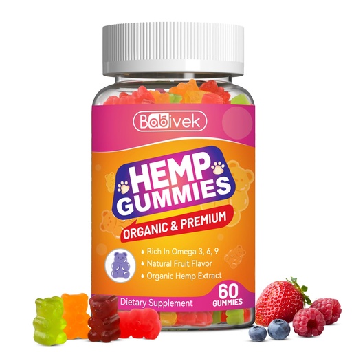 [BRSREZAECIMRGF35] Hemp Oil Gummies with Vitamin C – Vegan, Organic, Non-GMO, Gluten-Free, Fruity Flavor, 60 Gummies(1Pack)