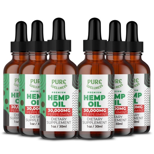 [BRSWYCYZPN7WMGQZ] Organic Hemp Seed Oil (6 Oz), Peppermint Flavor, High Potency 30,000 mg - Helps in Natural Comfort, Sleep, Relaxation & Mood, Transparent Hemp Oil Dosage, Non-Habit Forming - Non-GMO, Vegan