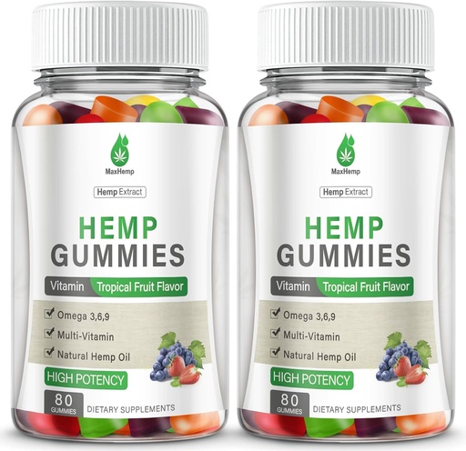 [BRSRGBIYCJ7AICD3] Hemp Gummies High Potency for Pain, Sleep, Anxiety - 2 Packs Hemp Gummy 100% Natural Organic Extra Strength with Pure Hеmp Oil Extract Vegan Bear Candy