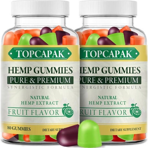 [BRSRGFABPJ7WEE3X] (2 Pack) Hemp Gummies for Sleep, Pain, Anxiety - Advanced Extra Strength Supplement with High Potency Pure Hemp Oil Extract - Best Edible Gummy for Adults
