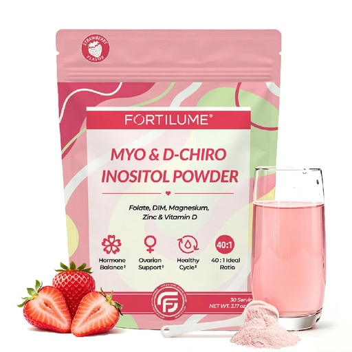 [BRSRGAL4BAJQGG36] Myo & D-Chiro Inositol Powder 40:1 Ratio for Women's Hormone Balance & Ovarian Support - with Folate, DIM, Zinc, Magnesium Glycinate & Vitamin D3, 30 Servings (Strawberry)