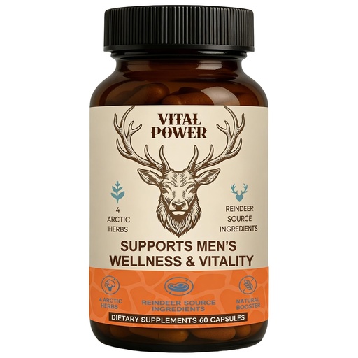 [BRSRGBAQBZ7A2DLX] Men’s Vitality Supplement – Arctic Herbal & Reindeer Nutrient Blend – Energy Support – 60 Capsules