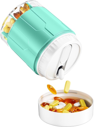[BRSROGALDEFGKET5] Odaro Extra Large Pill Organizer, Travel Pill Box Organizer, Daily Medicine Organizer and Storage 7 Compartment to Hold Medicine, Vitamin and Supplement - Cyan