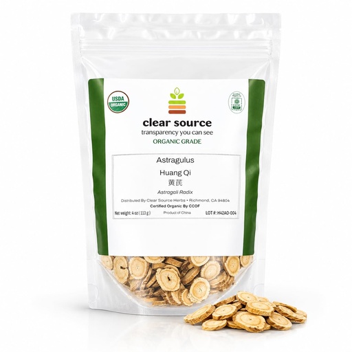 [BRSRGYL7DINRADTV] Clear Source Organic Astragalus Root (Huang Qi, Astragalus membranaceus) – Sliced – Herbal Tea, Broth & Traditional TCM Use – USDA Certified Organic, Lab Tested – Grown in Inner Mongolia – 4 OZ