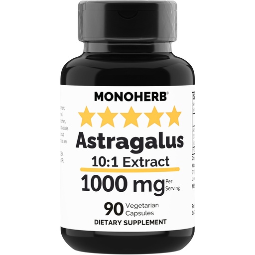 [BRSROGQQDINGCEIY] MONOHERB Astragalus Extract 1000 mg - 90 Vegetarian Capsules