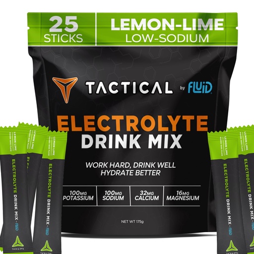 [BRSWGFQ7CEDQ2FLZ] Fluid Tactical - Electrolyte Powder Packets, Accelerate Re-Hydration, Low Sugar, Electrolyte Drink Mix, Prevent Dehydration, Eliminate Cramps