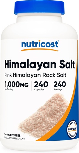 [BRSWYBQFBN6WYHQ3] Nutricost Pink Himalayan Salt Capsules 1000mg, 390mg Natrium, 240 Kapsler - Non- GMO, Gluten Free