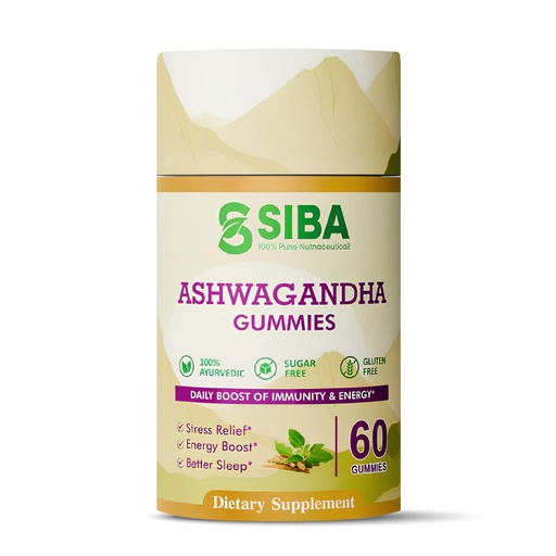 [BRSREZ3QCANB4DT6] Siba Ashwagandha Gummies 250mg Vegan Natural Adaptogen for Mood Sleep Support Energy Focus Calm Stress Supplement Non GMO Plant Based Chewable Ashwagandha Root Extract 60 Count
