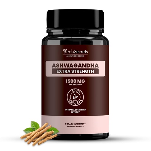 [BRSREAL6OR6QAGTL] Ashwagandha Herbal Supplement 1000mg, 60 Capsules - Vegetarian, Non-GMO, Gluten Free, Ashwagandha Root