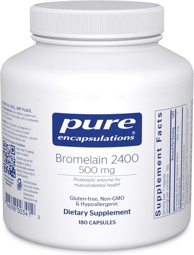 [BRSWIYYIBRYAECTO] Pure Elomes Bromerain 2400 mg - per al suport Digestitiu i Musloskeletal - Suports de l'Estir i Muscle Revery * - Protetic Enzymes - Vegan - 180 Capules
