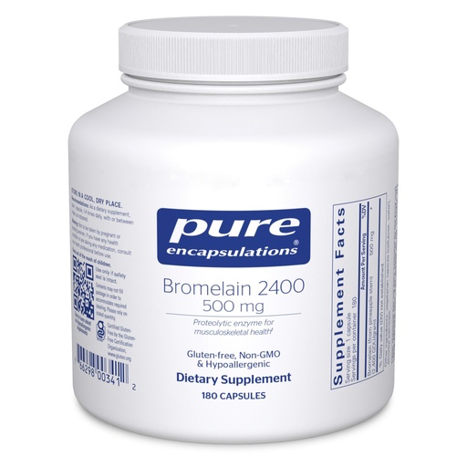 [BRSWIYYIBRYAECTO] Pure Encapsulations Bromelain 2400 500 mg - for Digestive Support & Musculoskeletal Health - Supports Joints & Muscle Recovery* - Proteolytic Enzymes - Vegan - 180 Capsules