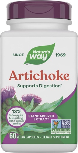 [BRSWIYQEDMFAI2IV] 自然之路 Artichoke,文摘支持*,非GMO项目验证,Vegan,Gluten-Free,60 Capsules (Package May Vary)