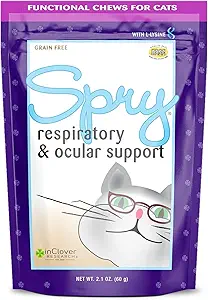 [BRSWIGYZBICQ4HDC] In Clover Spry Daily Respiratory and Ocular Support Soft Chews for Cats, with L-Lysine, Superfoods, and Prebiotics for a Strong Immune System, 2.1 oz. (60 count)