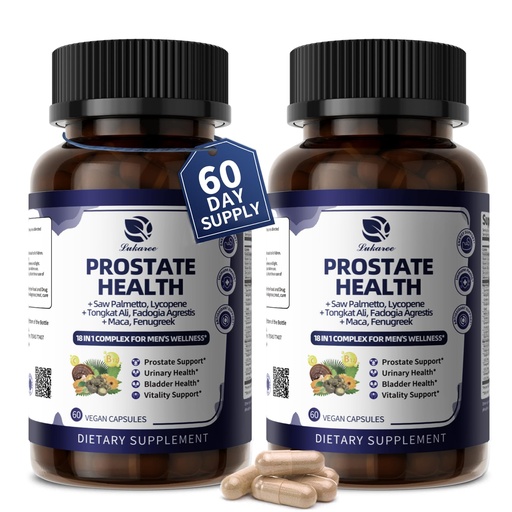 [BRSREZIYDIHWM3LL] Lukaree Prostate Health Supplements for Men - 18 in 1 Saw Palmetto with Pumpkin Seed & Nettle - Advanced DHT Blocker - Urinary Tract Health Support - with Ashwagandha, Reishi, 2 Pack