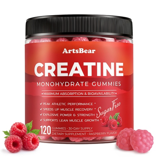 [BRSREBL5O4NBAETL] Creatine Monohydrate Gummies 5000mg with Beta-Alanine, Taurine & B12 - Sugar Free Pre-Workout Supplement for Muscle Growth, Explosive Strength & Recovery - Vegan Raspberry Flavor, 120 Count