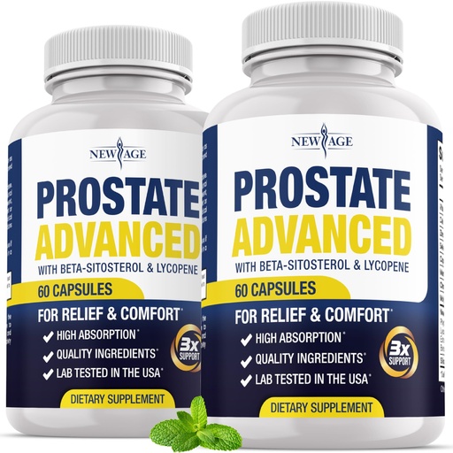 [BRSRECAPOYPQ42DU] NEW AGE Prostate Advanced Prostate Supplement for Men – Reduce Bathroom Trips, Promote Sleep, Support Health & Bladder Emptying - Made with Lycopene, Beta Sitosterol - 120 Count