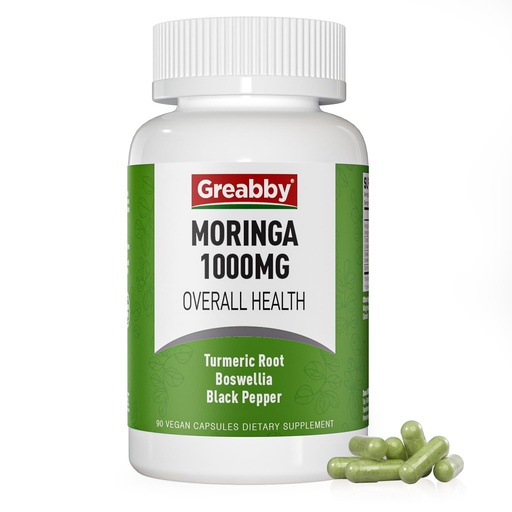 [BRSREY3QOANR6F3V] Moringa Capsules for Women Men, with Turmeric & Boswellia, Immune Health Support for Officers, Joint & Digest & Nerve & Heart, 90 Small Size Capsules