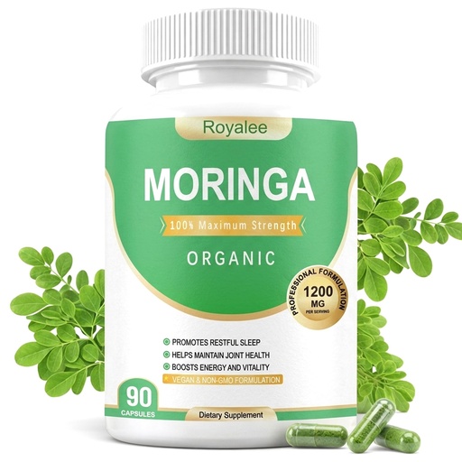 [BRSRGCT4AF7AACQ7] Moringa Capsules 1200mg - Pure Moringa Oleifera & Horseradish Tree Leaf Powder - High Potency Green Superfood for Energy, Immunity & Antioxidant Support - Vegan, Non-GMO - 90 Veggie Capsules