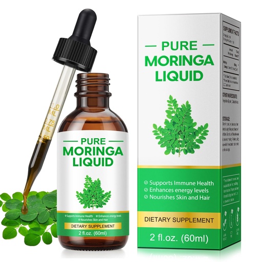 [BRSREY3RCQDQE23D] Pure Moringa Oleifera Liquid Drops for Energy,Organic Moringa Leaf Extract w.Turmeric,Black Pepper,Metabolism Immune Skin Joint & Gut,Leaf Extract 6X Absorption Than Powder Capsule Gummies