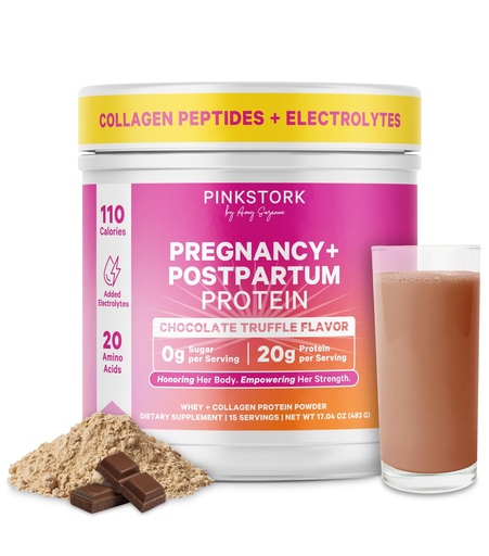 [BRSW2YY3DINB6ADP] Pink Stork Pregnancy & Postpartum Protein Powder for Women, 20g Whey & Collagen, Prenatal & Breastfeeding Protein Shake Mix for Energy, Recovery & Hydration, Chocolate, 15 Servings