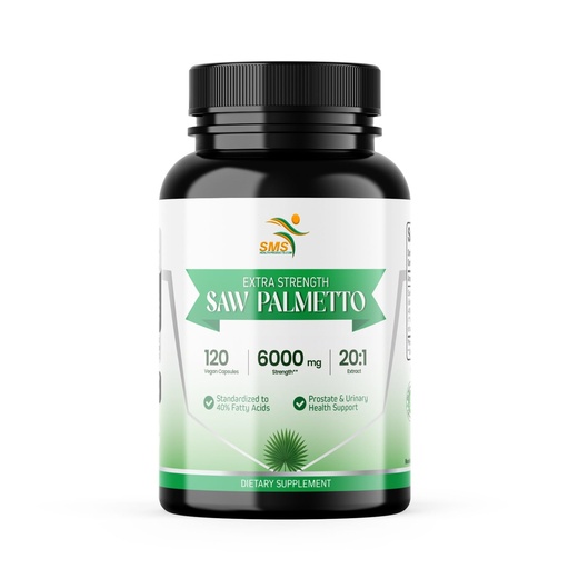 [BRSREFT4CB6GGEI2] Saw Palmetto Extra Strength 20:1 Extract, 40% Fatty Acids, 120 Vegan Capsules, 4 Month Supply, Concentrated and Standardized 20X Extract, Non-GMO, All-Natural, Made in the USA