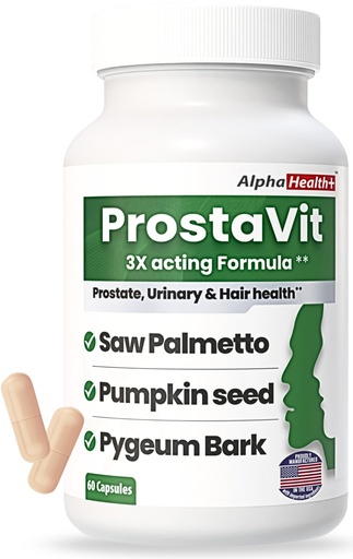 [BRSRAALYCUAQOA3P] Prostavit Prostate Support Supplement for Men – Saw Palmetto 600mg, Pygeum Bark, Pumpkin Seed, Nettle & Zinc – Urinary Flow, Bladder Control, Reduce Nighttime Urination, Prostate & Hair Health 60 Caps