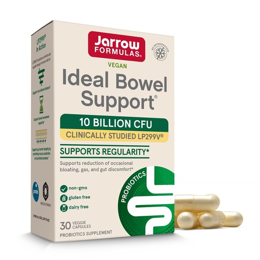 [BRSWIHL5AEMQYYDC] Jarrow Formulas Ideal Bowel Support - 10 Billion CFU Per Serving - Bowel Support - Reduces Bloating, Gas & Intestinal Discomfort - Up to 30 Servings (Veggie Caps)