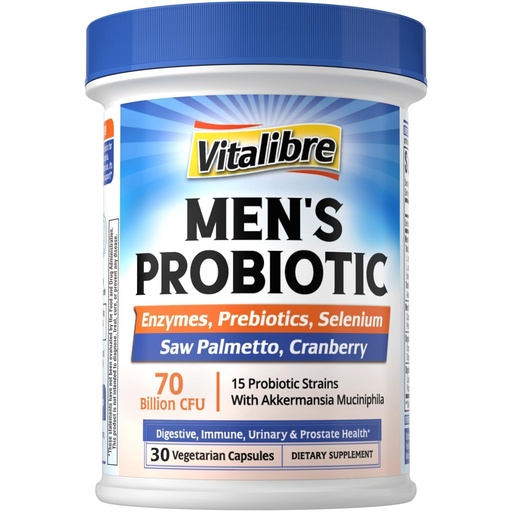[BRSREGT3BMAQ4FD4] Probiotics for Men with Akkermansia Muciniphila, Prebiotics, Selenium, Enzymes, Saw Palmetto, Cranberry for Digestive, Gut, Immune, Prostate & Urinary Tract Health, 70 Billion CFUs, 30 Capsules