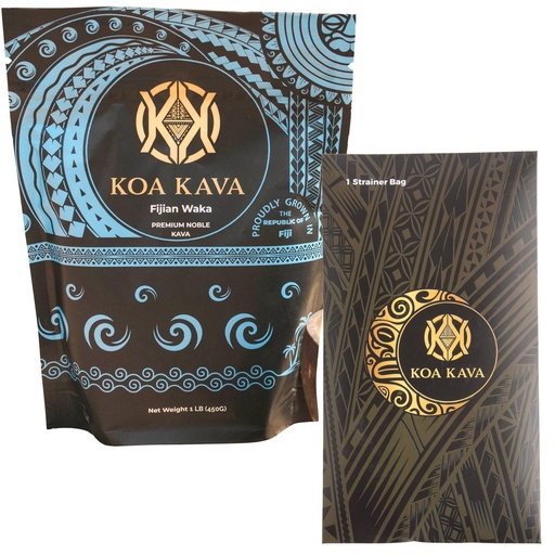 [BRSROAINDN7BEFIU] 1 Pound Premium Fijian Waka Kava from Koa Kava with a Drawstring Kava Strainer to make Kava Tea