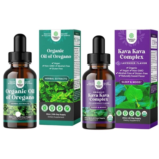 [BRSRG2QCOUHAADYU] Bundle of Organic Oregano Oil Drops - Super Concentrated Liquid Oil of Oregano with Carvacrol 60% and Kava Kava Organic Liquid Drops - Lavender Flavor - Fast Acting Herbal Support with Kavalactones