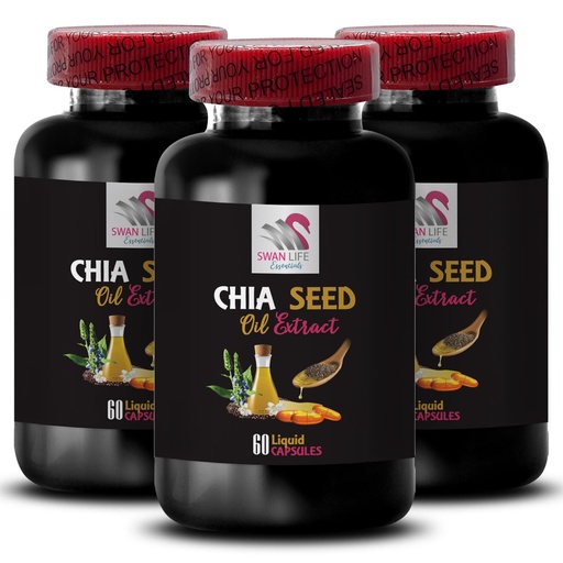[BRSRAFI7PJYG23L3] Hydrating oil - CHIA SEED OIL EXTRACT - Cold-pressed, Skin conditioner, Chia hair care, Glow enhancer, Hydration booster, Silky finish, Lightweight texture, Daily care 3 Bottle 180 Capsules