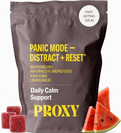 [BRSRABLYPMBB433Z] PROXY Fast-Acting Stress Relief Rescue Gummies | Natural Quick Calm with Kava Kava & Lemon Balm to Support Mental Relaxation, Cortisol Health | Non-Drowsy, Vegan, Natural Watermelon Flavor (30 Count)