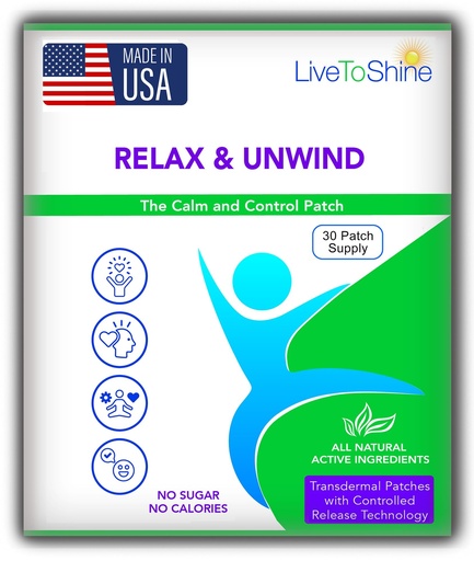 [BRSWYHYQAQORQALK] Live To Shine Relax & Unwind Stress Relief Patches – 30 USA Made Herbal Calm with Valerian, Passionflower & Hops – Fast Acting Transdermal Support for Work, Travel & Sleep